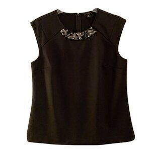 ann taylor blouse Medium Beaded Cap Sleeves Black